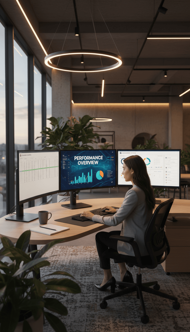 Digital marketer reviewing campaign analytics and performance metrics